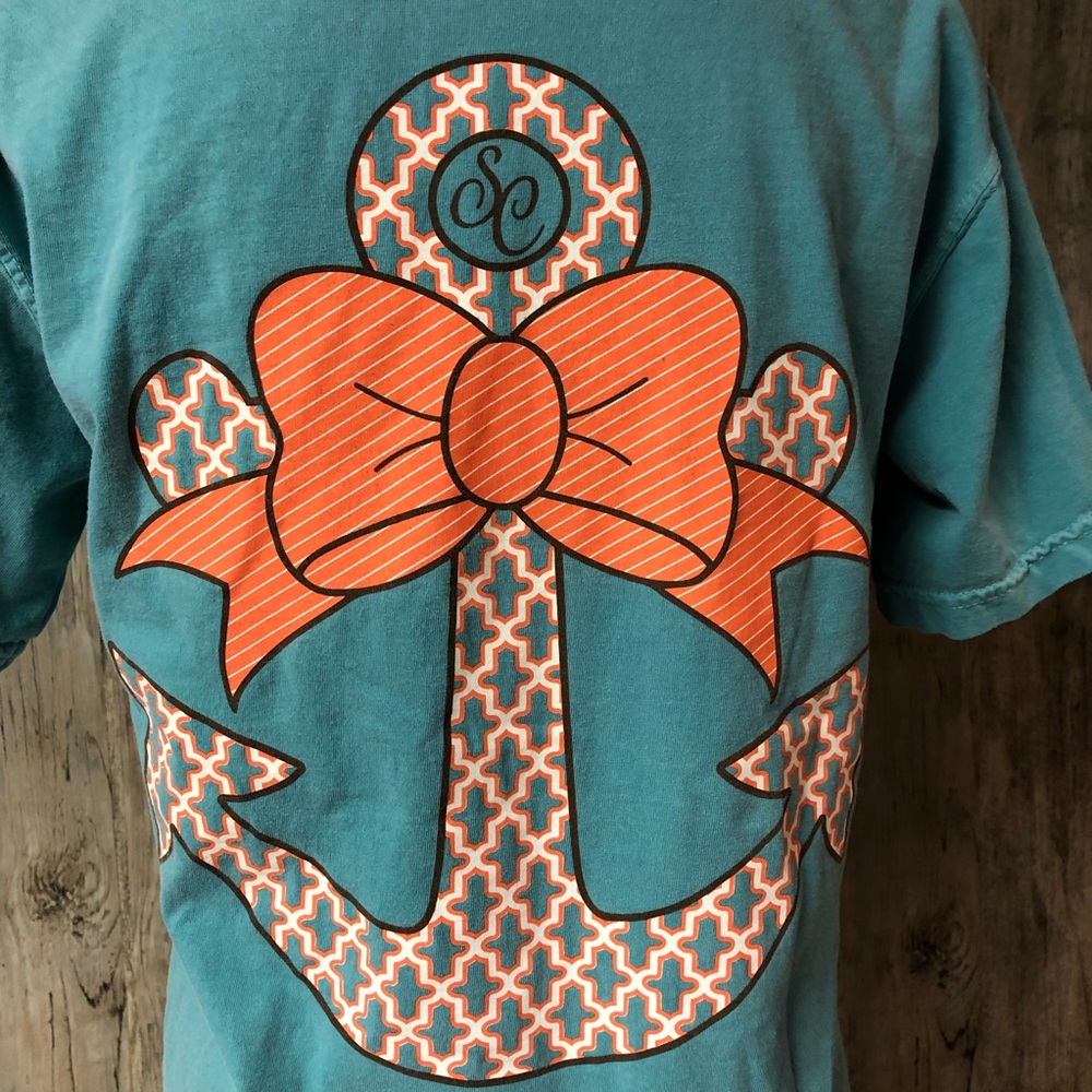 Southern couture teal blue shirt sleeve shirt - Picture 5 of 8